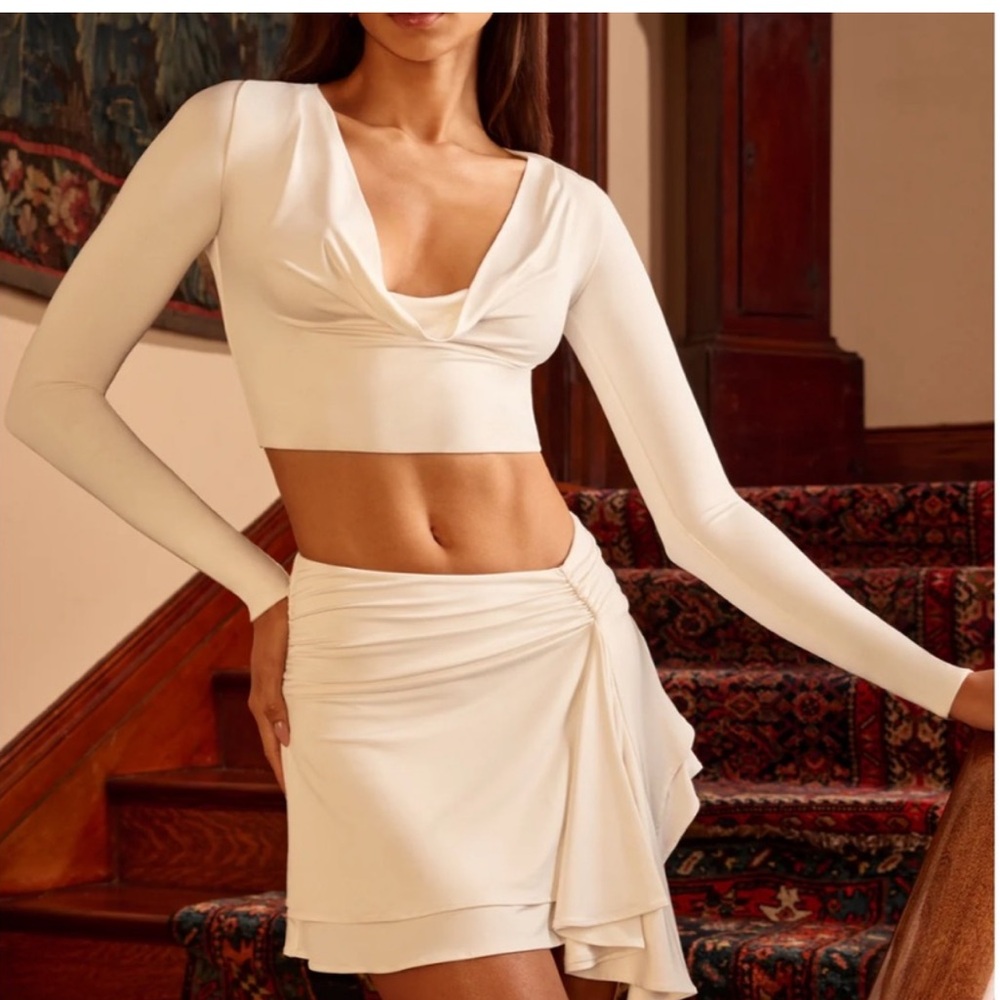 Oh Polly Elegant Cream Skirt Set
